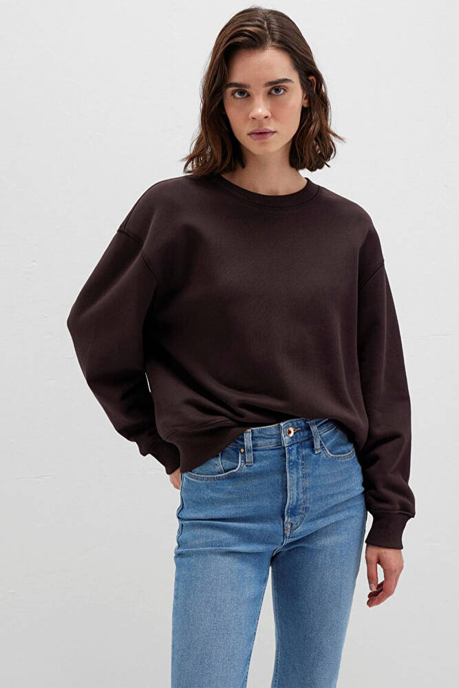 Kadın Bisiklet Yaka Sweat 1S10390-70240 Kahve 