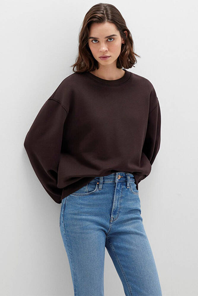 Kadın Bisiklet Yaka Sweat 1S10390-70240 Kahve 