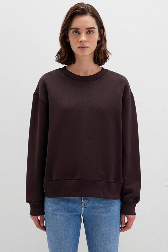 Kadın Bisiklet Yaka Sweat 1S10390-70240 Kahve 