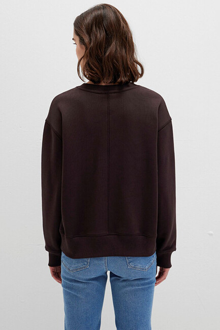 Kadın Bisiklet Yaka Sweat 1S10390-70240 Kahve - Thumbnail