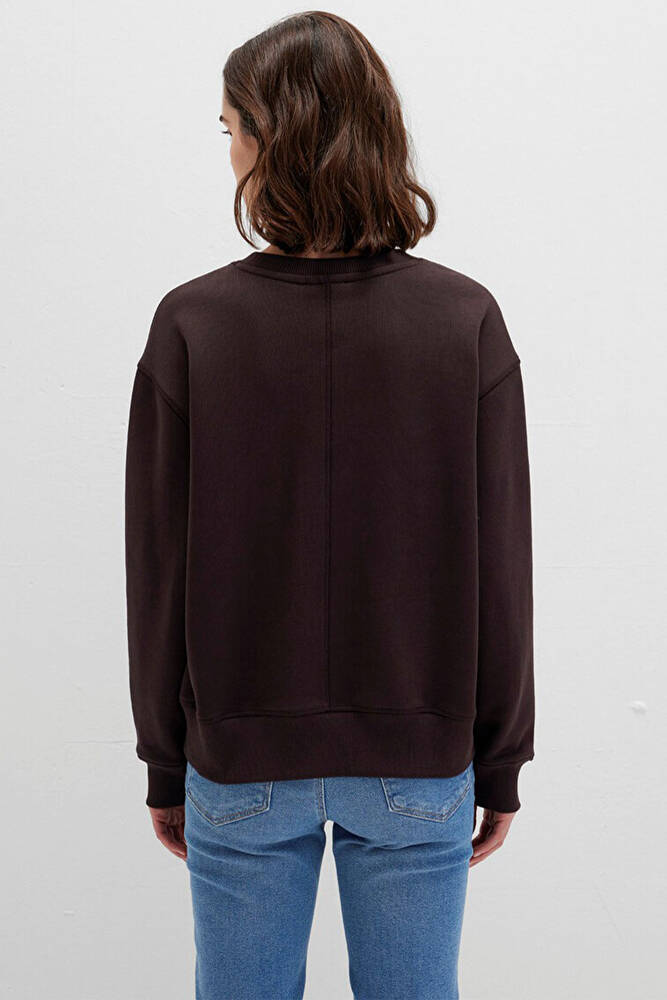 Kadın Bisiklet Yaka Sweat 1S10390-70240 Kahve 