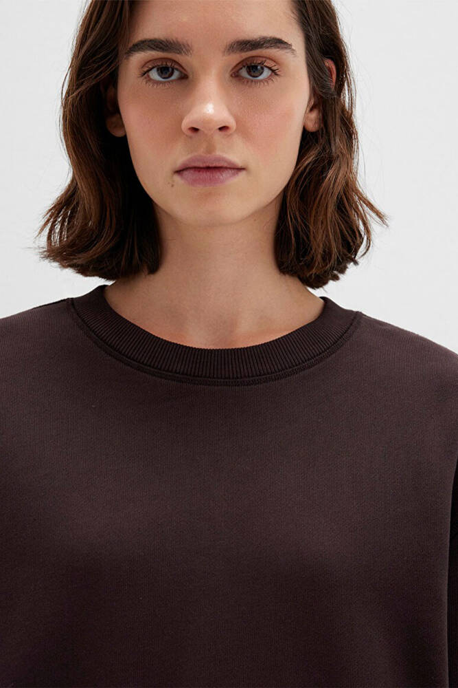 Kadın Bisiklet Yaka Sweat 1S10390-70240 Kahve 