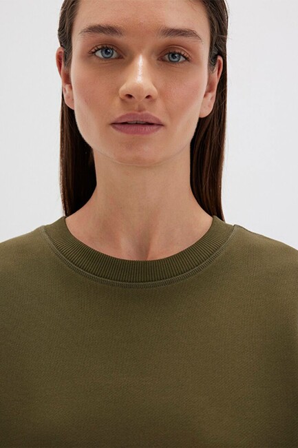 Kadın Bisiklet Yaka Sweat 1S10390-71589 Haki - Thumbnail