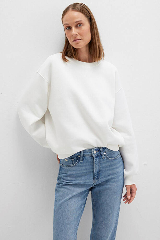 Kadın Bisiklet Yaka Sweat 1610198-70057 Beyaz 