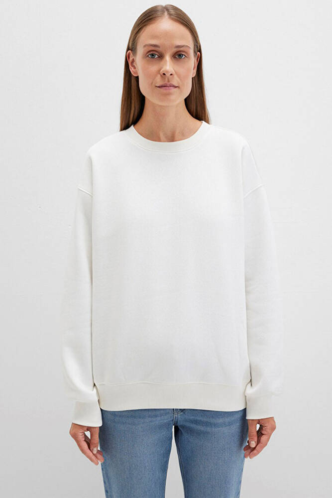 Kadın Bisiklet Yaka Sweat 1610198-70057 Beyaz 