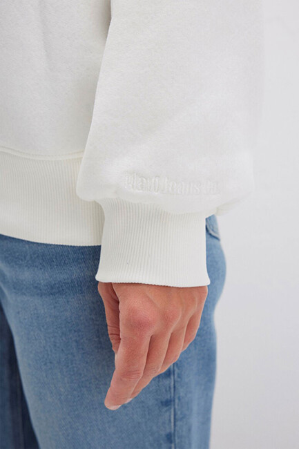 Kadın Bisiklet Yaka Sweat 1610198-70057 Beyaz - Thumbnail