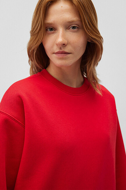 Kadın Bisiklet Yaka Kazak 1610198-80791 Kırmızı - Thumbnail