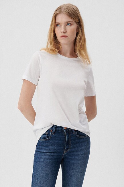 Kadın Bisiklet Yaka Tişört 1611648-620 Beyaz (2)