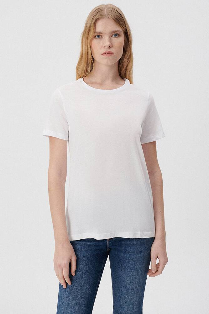 Kadın Bisiklet Yaka Tişört 1611648-620 Beyaz 