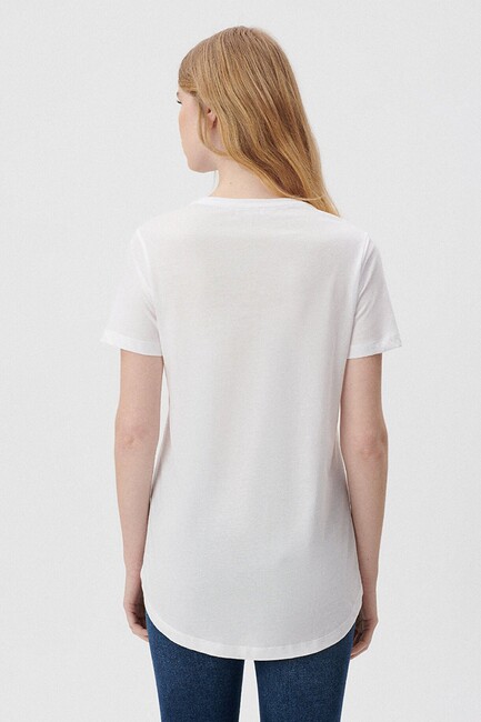 Kadın Bisiklet Yaka Tişört 1611648-620 Beyaz - Thumbnail