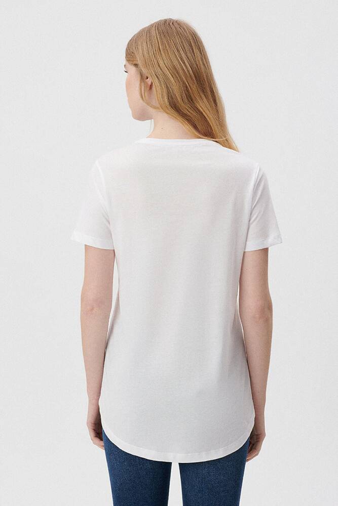 Kadın Bisiklet Yaka Tişört 1611648-620 Beyaz 