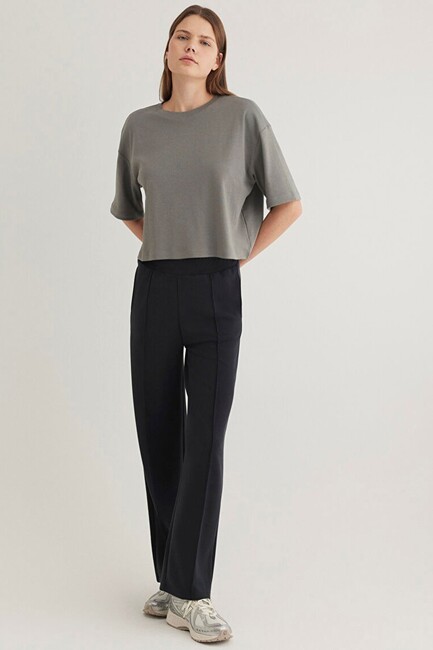 Kadın Bisiklet Yaka Tişört 1613035-85316 Gri (2)