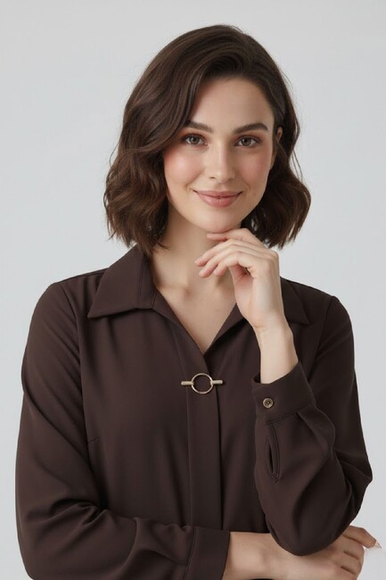 Kadın Bluz 19081285 Kahve - Thumbnail