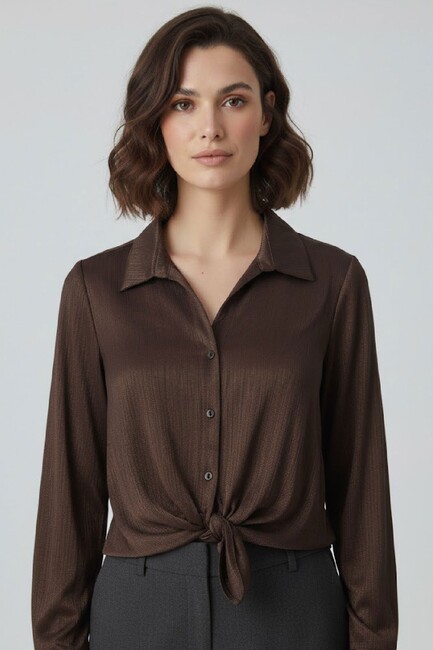 Kadın Bluz 19082054 Kahve (1)