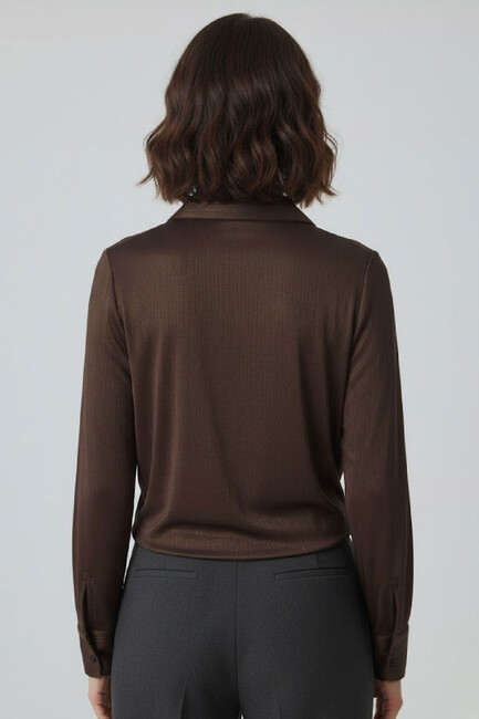 Kadın Bluz 19082054 Kahve - Thumbnail