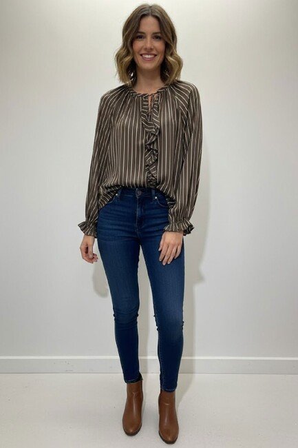 Kadın Bluz 19082272 Kahve (1)