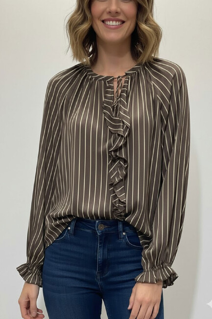 Kadın Bluz 19082272 Kahve (2)