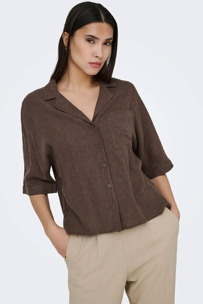 Kadın Bruxelles Linen Gömlek 15314215 Kahve 