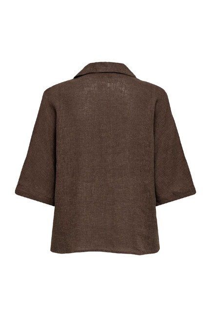 Kadın Bruxelles Linen Gömlek 15314215 Kahve - Thumbnail