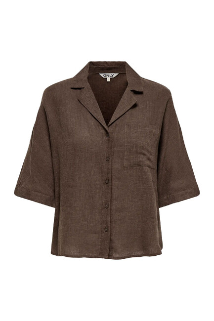 Kadın Bruxelles Linen Gömlek 15314215 Kahve - Thumbnail