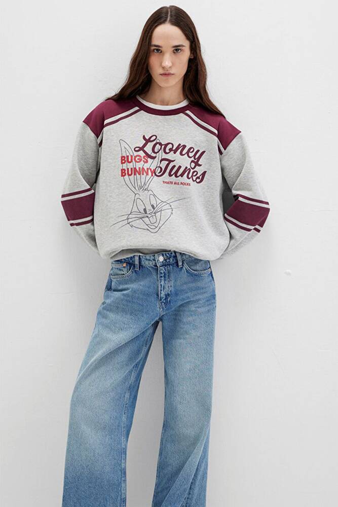 Kadın Bugs Bunny Baskılı Sweat 1S10464-83096 Gri 