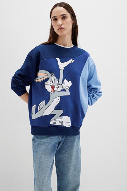 Kadın Bugs Bunny Baskılı Sweat 1S10471-89353 Lacivert (3)