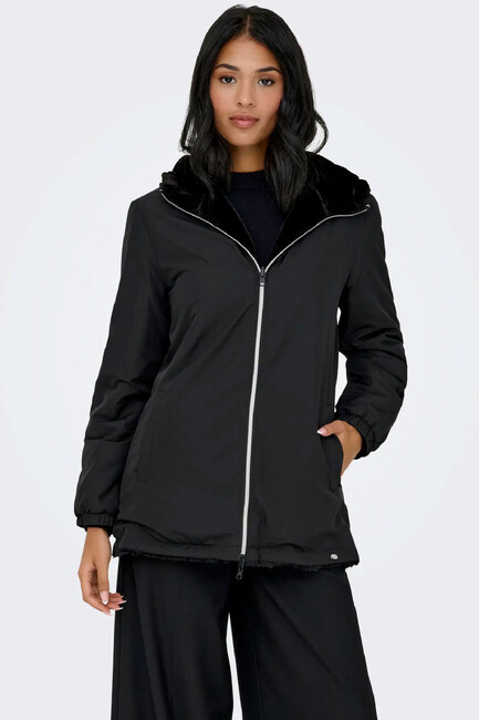 Kadın Candy Fermuarlı Kürk Mont 15312870 Siyah (1)