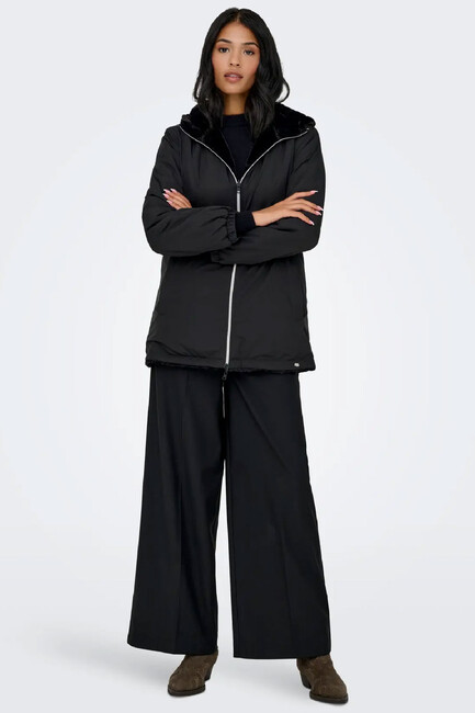 Kadın Candy Fermuarlı Kürk Mont 15312870 Siyah (3)