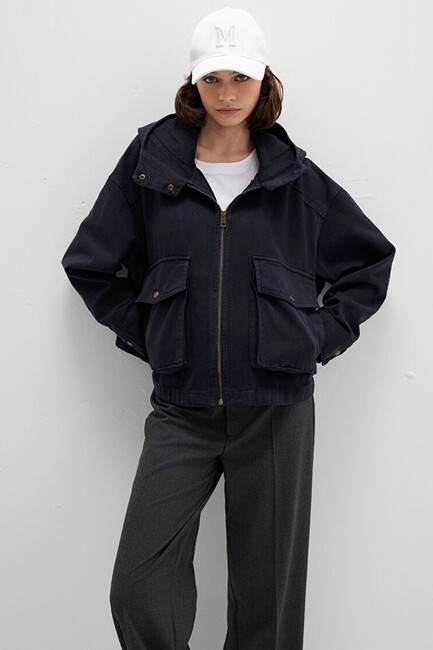 Kadın Kapüşonlu Ceket 1110605-70087 Gri (1)