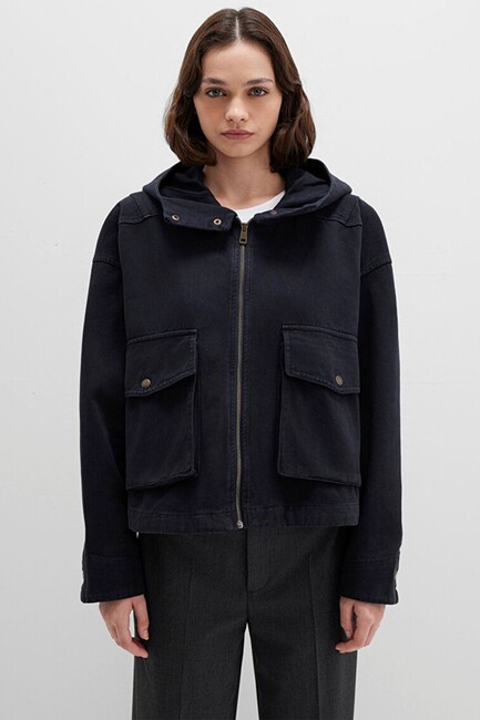 Kadın Kapüşonlu Ceket 1110605-70087 Gri - Thumbnail