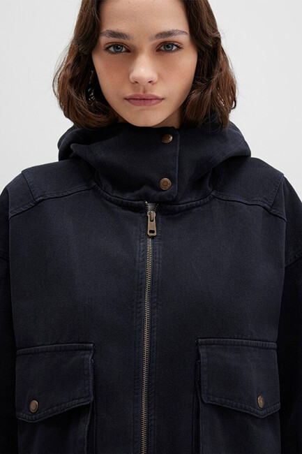 Kadın Kapüşonlu Ceket 1110605-70087 Gri - Thumbnail