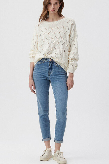 Kadın Cindy Gold Shape Jean Pantolon 100277-33555 Mavi (1)