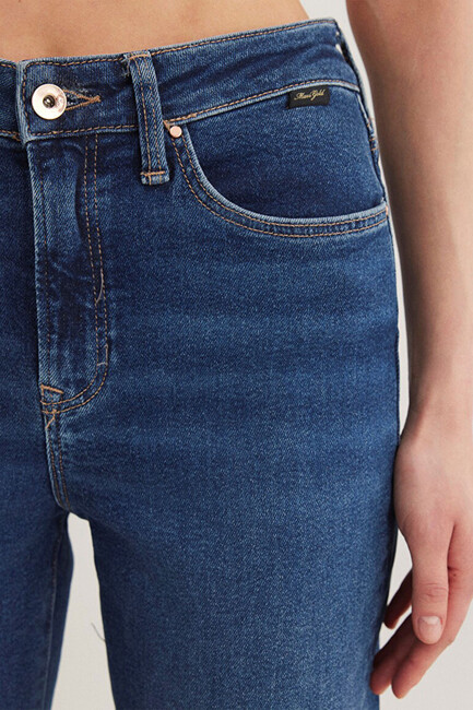 Kadın Cindy Gold Shape Jean Pantolon 100277-33687 Mavi - Thumbnail