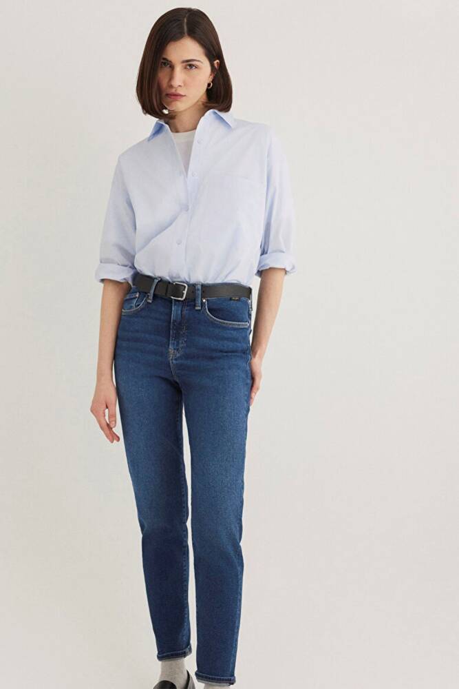 Kadın Cindy Gold Shape Jean Pantolon 100277-33687 Mavi - 3