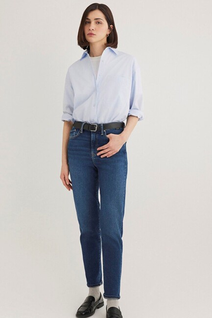Kadın Cindy Gold Shape Jean Pantolon 100277-33687 Mavi - 4