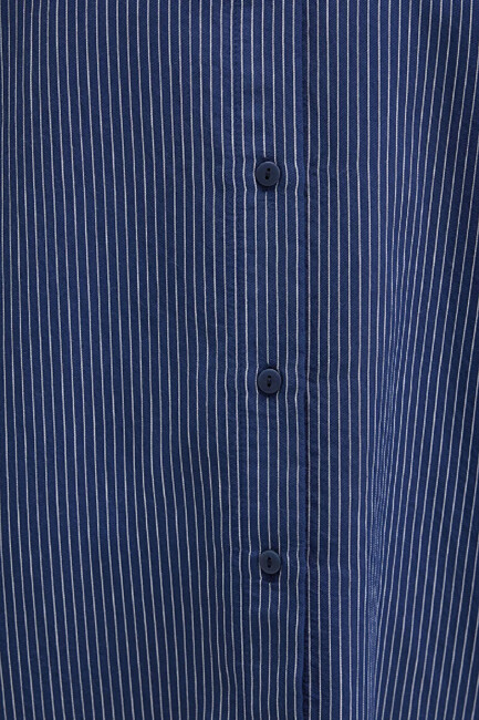 Kadın Çizgili Gömlek 1210683-80736 Lacivert - Thumbnail