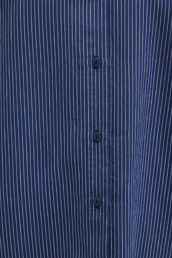 Kadın Çizgili Gömlek 1210683-80736 Lacivert 