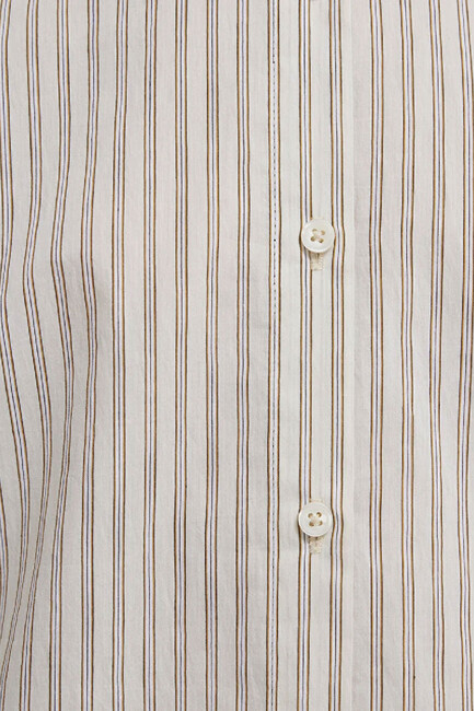 Kadın Çizgili Gömlek 1211389-85431 Bej - Thumbnail