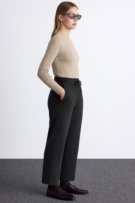 Kadın Çizgili Pantolon 25K0393K1 Gri (3)