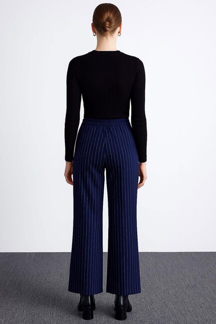 Kadın Çizgili Pantolon 25K0393K1 Lacivert - Thumbnail