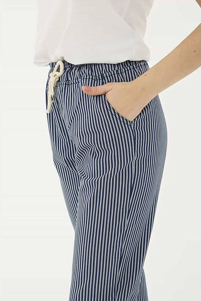 Kadın Çizgili Pantolon 26Y0344K1 Lacivert 
