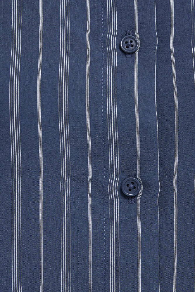 Kadın Çizgili (TENCEL™) Gömlek 1211373-91385 Lacivert 