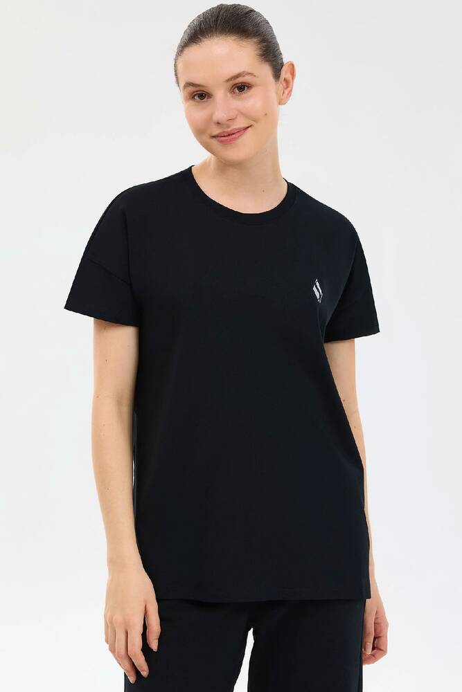 Kadın Crew Neck Graphic Tişört S221482-3817 Siyah 
