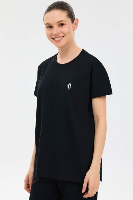Kadın Crew Neck Graphic Tişört S221482-3817 Siyah (2)