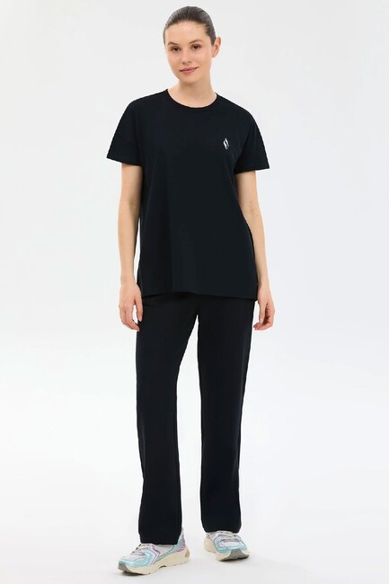 Kadın Crew Neck Graphic Tişört S221482-3817 Siyah - Thumbnail