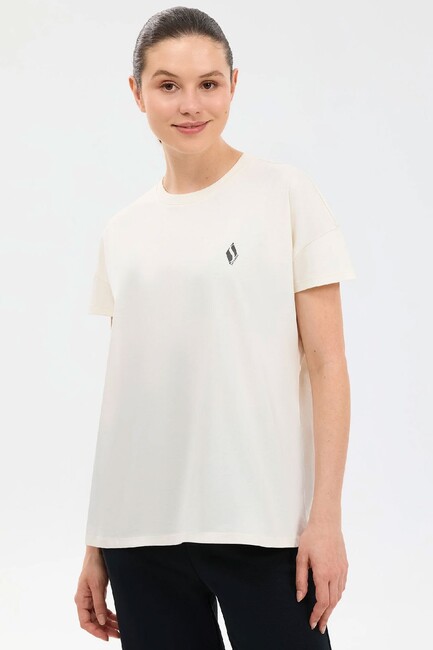 Kadın Crew Neck Graphic Tişört S221482-3855 Beyaz - Thumbnail