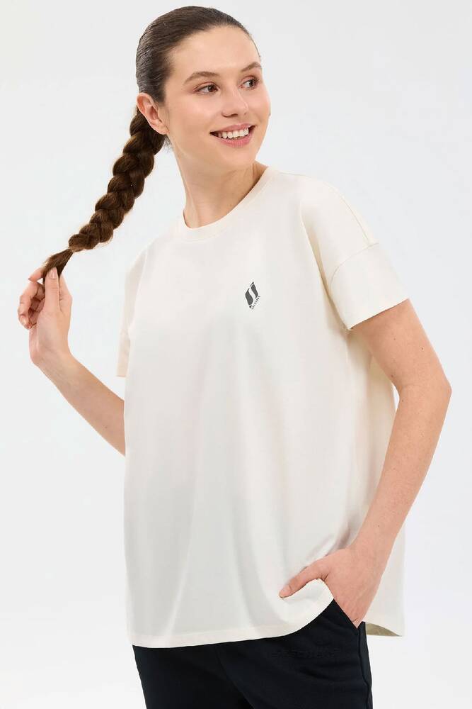 Kadın Crew Neck Graphic Tişört S221482-3855 Beyaz 