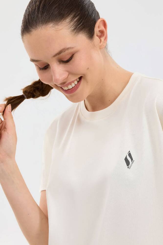 Kadın Crew Neck Graphic Tişört S221482-3855 Beyaz 