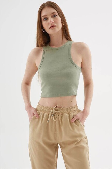 Kadın Crop Atlet 25Y0033K1 Haki (2)