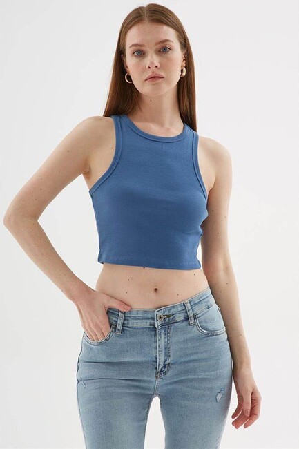 Kadın Crop Atlet 25Y0033K1 Mavi (1)